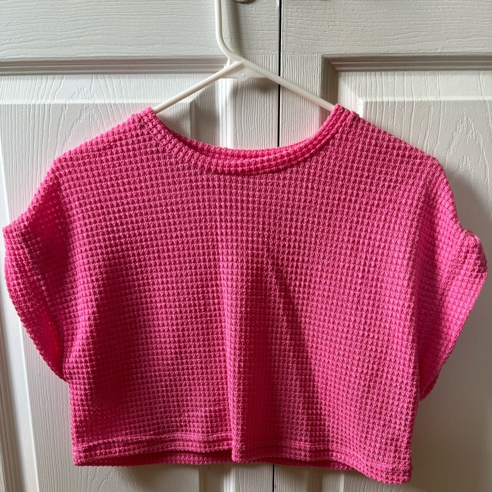 SHEIN bubble gum pink knit crop sweater